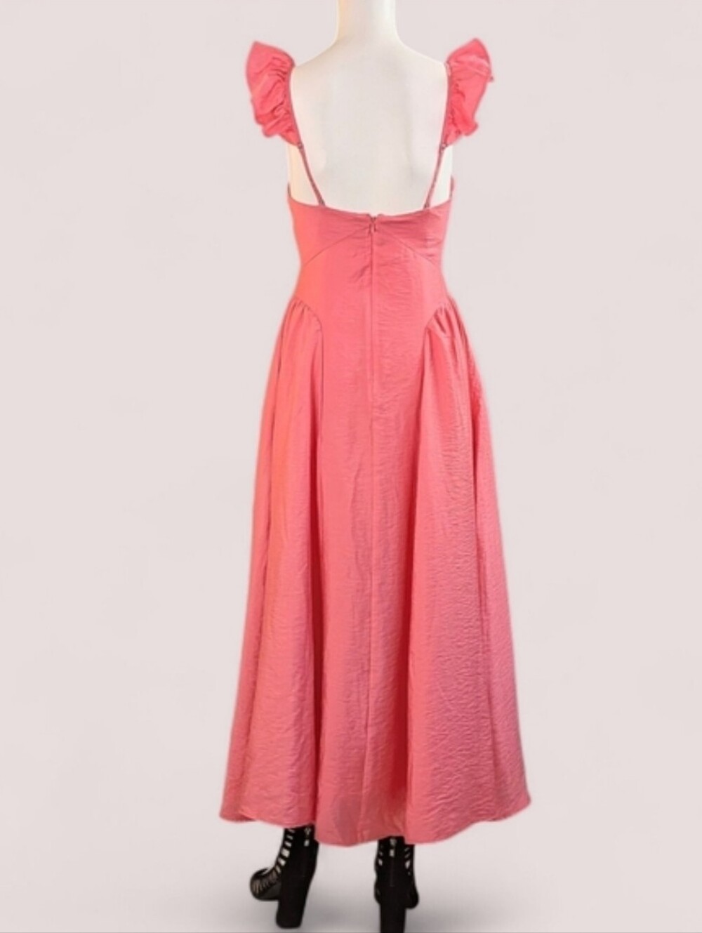 Chelsea 28 Flutter Cap Sleeve Spaghetti Strap Maxi-Dress "Pink Rapture" - Picture 9 of 16